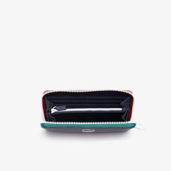 Lacoste Roland Garros Contrast Interior Zippered Wallet Dámské - Peněženka Tmavě Blankyt / Zelene |